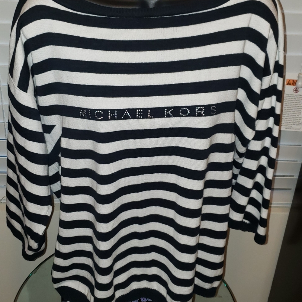 Michael Kors! Women XL Navy/White Boatneck Top